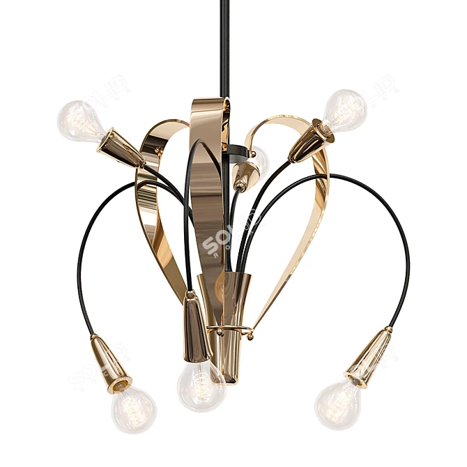 Mid-Century French Pendant Chandelier 3D model image 1