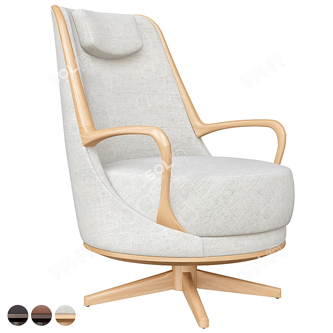 Modern Brazilian Wood Armchair 3D model image 4