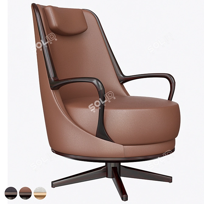 Modern Brazilian Wood Armchair 3D model image 5