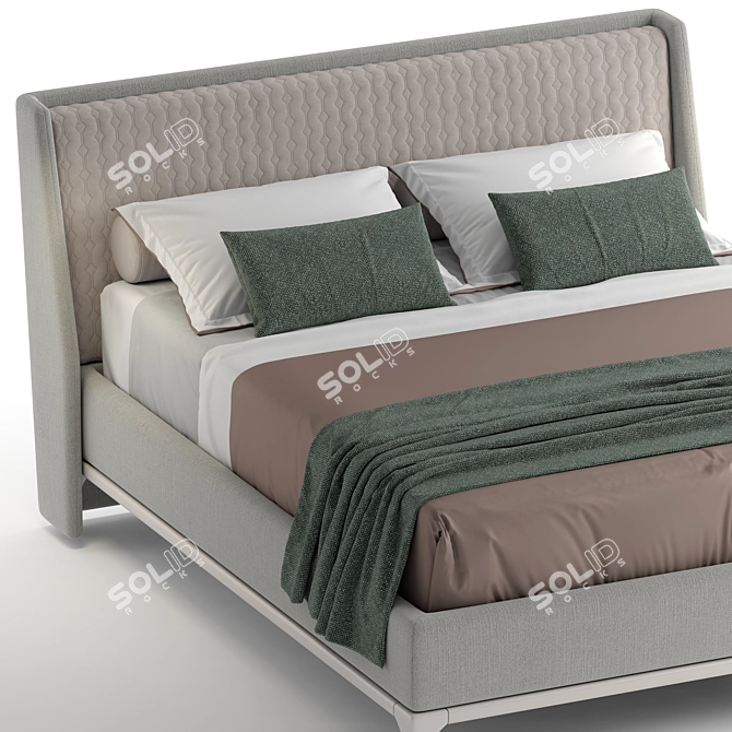 Luxurious Terence Queen Bed 3D model image 3