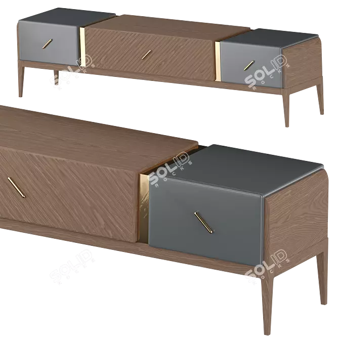 Sleek Modern Motto TV Stand 3D model image 1