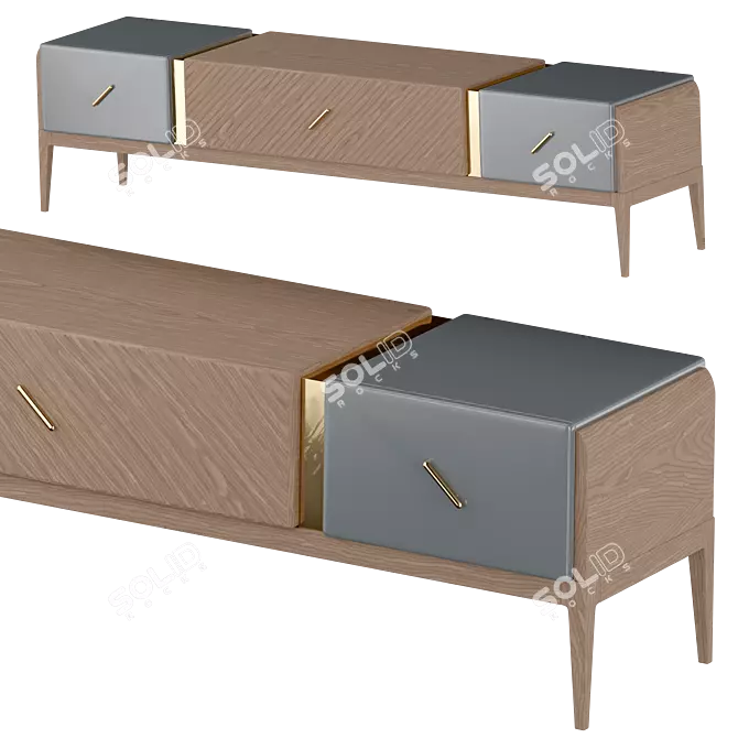 Sleek Modern Motto TV Stand 3D model image 2