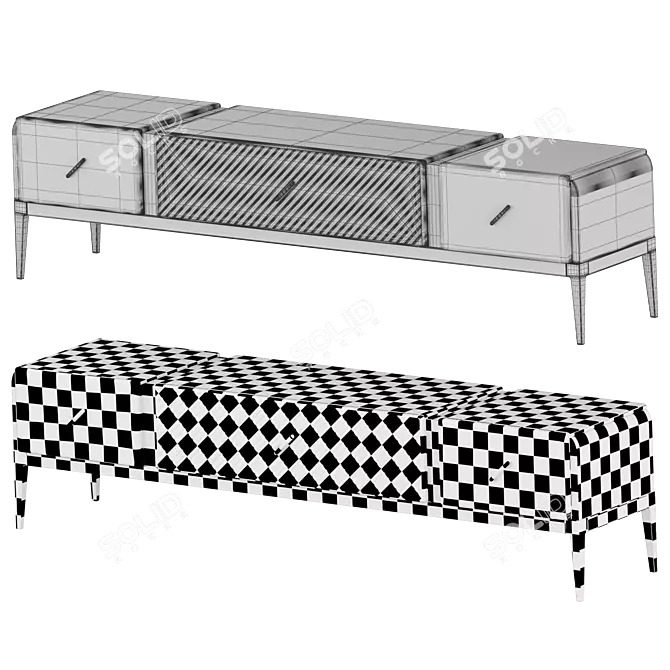 Sleek Modern Motto TV Stand 3D model image 3