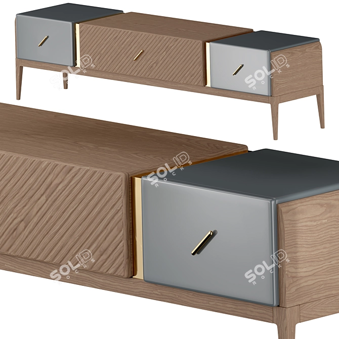 Sleek Modern Motto TV Stand 3D model image 4