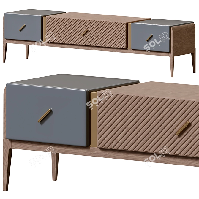 Sleek Modern Motto TV Stand 3D model image 5