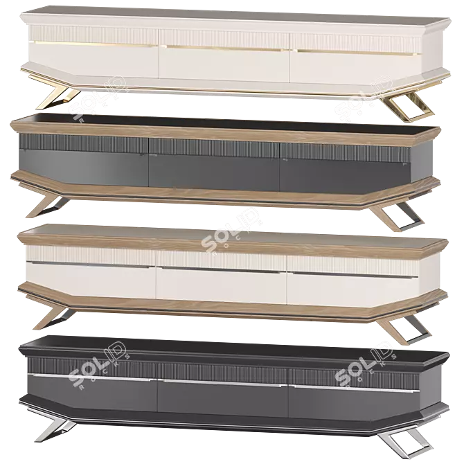 Sleek Modern Bergama TV Unit 3D model image 2