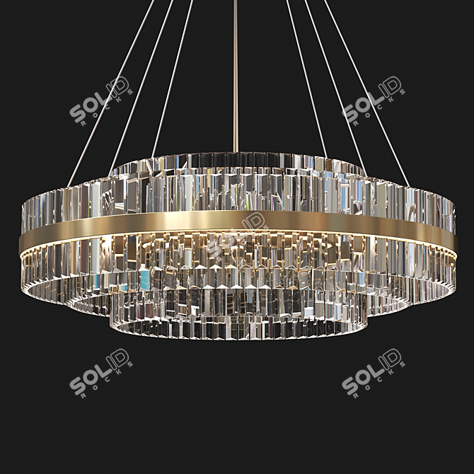 Circular LED Chandelier with Glass Plates 3D model image 1