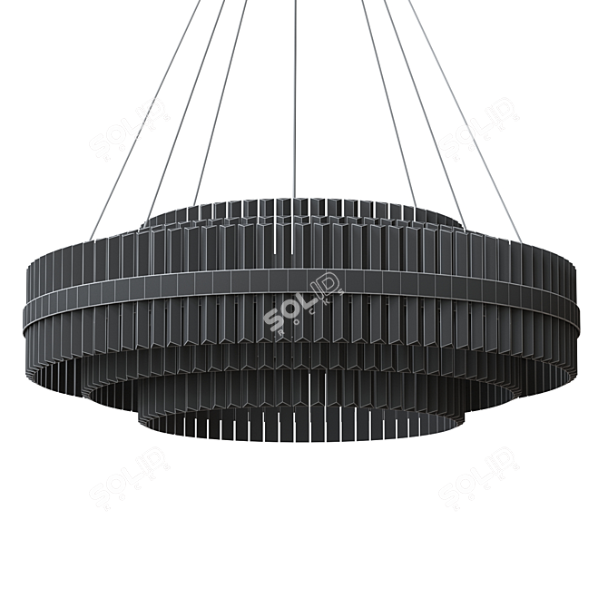 Circular LED Chandelier with Glass Plates 3D model image 2