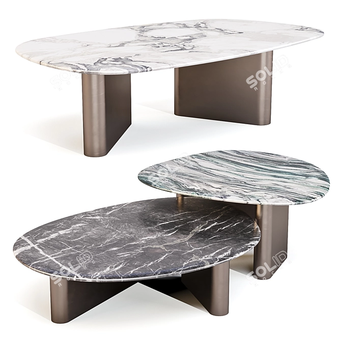 Italian Bronze and Marble Coffee Table 3D model image 1