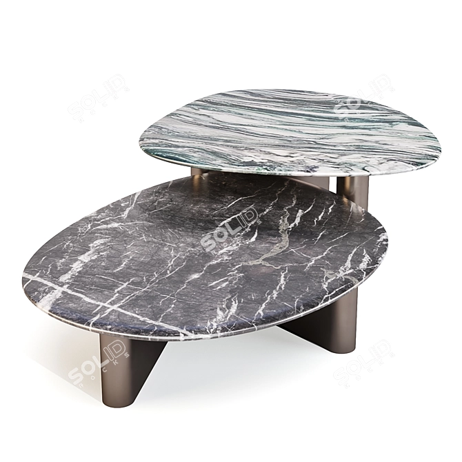Italian Bronze and Marble Coffee Table 3D model image 2