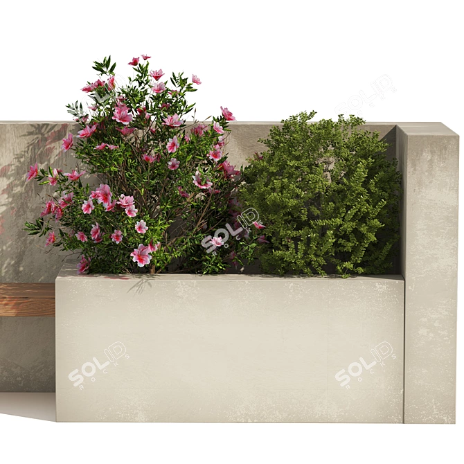 Outdoor Bench Seat with Plant Storage 3D model image 4