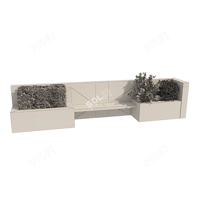 Outdoor Bench Seat with Plant Storage 3D model image 6