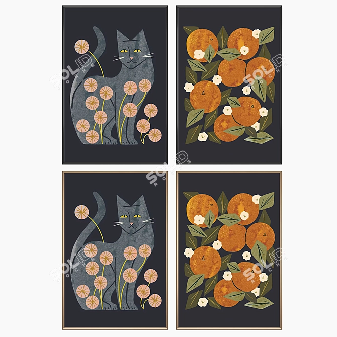 Wall Art Set with Frames 3D model image 2