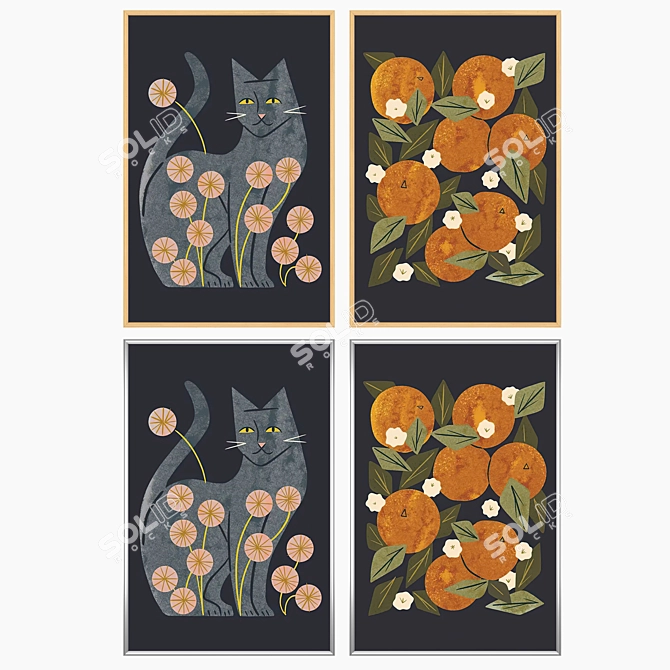 Wall Art Set with Frames 3D model image 3