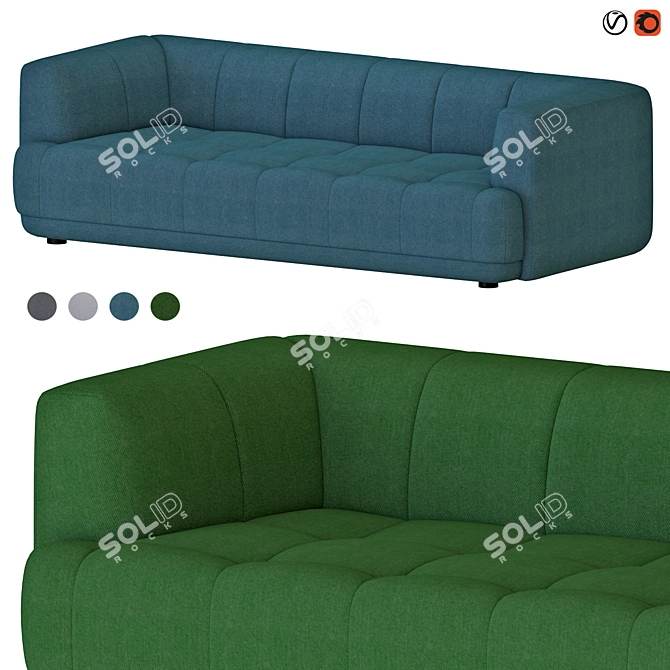 Modern Quilted Hay Sofa 3D model image 1