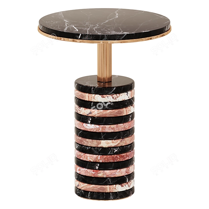 Fetish Pedestal Table: Brass & Marble 3D model image 1