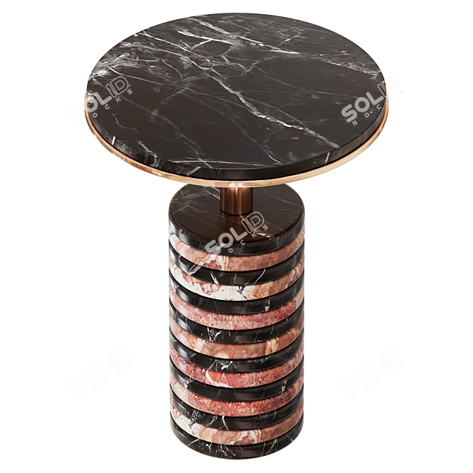 Fetish Pedestal Table: Brass & Marble 3D model image 3