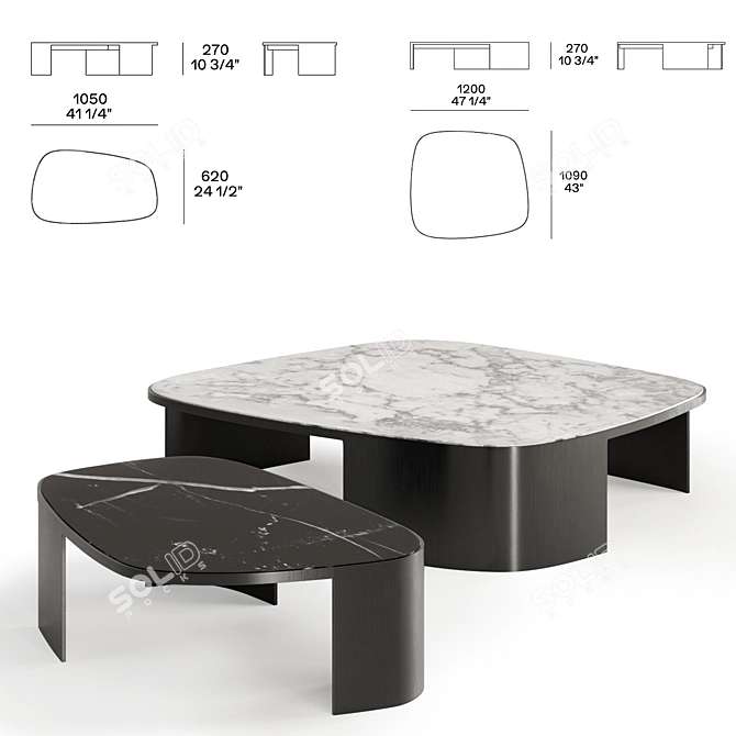 Elegant Poliform KOISHI Coffee Tables 3D model image 2