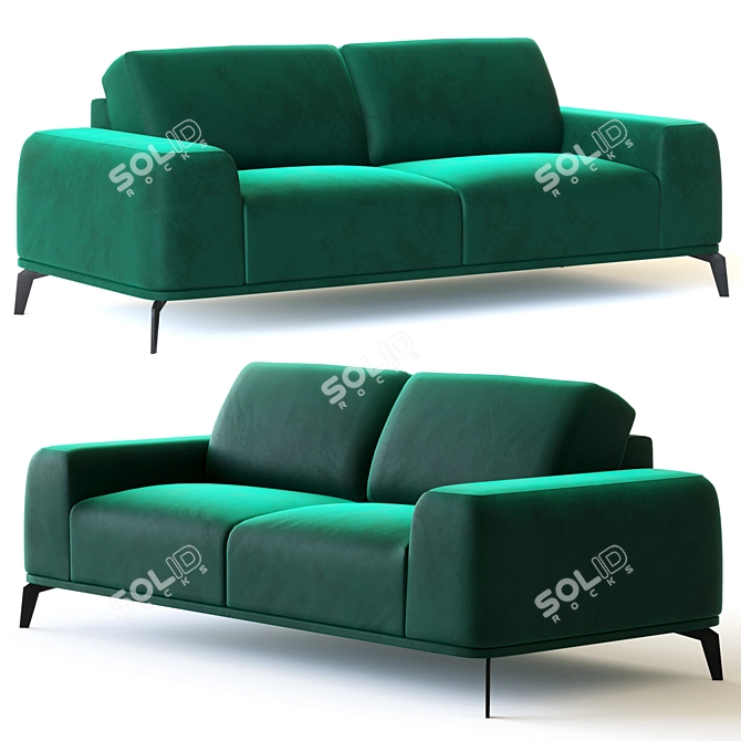 Velvet Upholstered Rio Sofa 3D model image 1