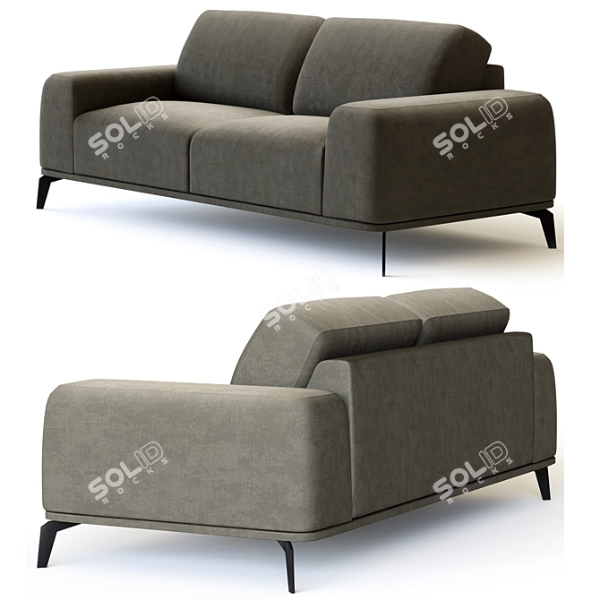Velvet Upholstered Rio Sofa 3D model image 3