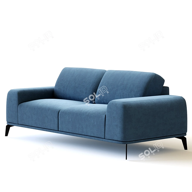 Velvet Upholstered Rio Sofa 3D model image 6