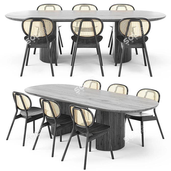 Modern Elliptical Dining Set 163 3D model image 1