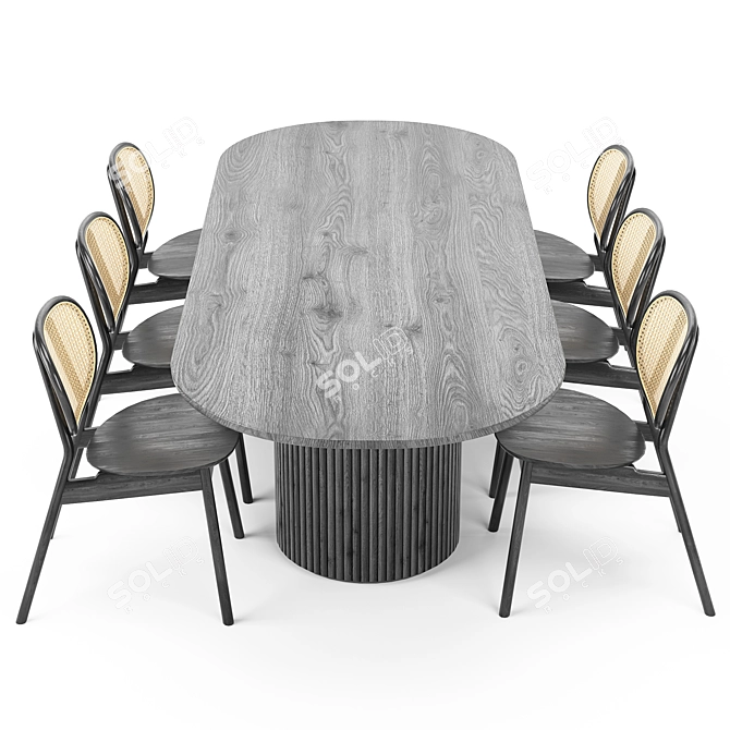 Modern Elliptical Dining Set 163 3D model image 2