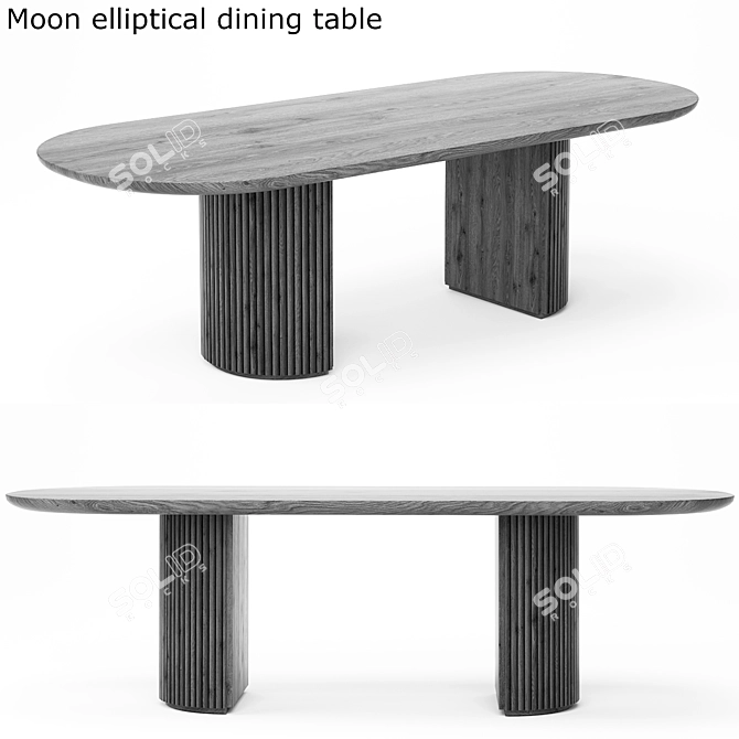 Modern Elliptical Dining Set 163 3D model image 4