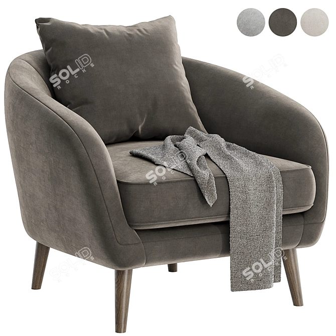 Elegant Hanna Armchair for Style 3D model image 2