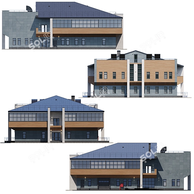 Modern Administrative Building Model 3D model image 3