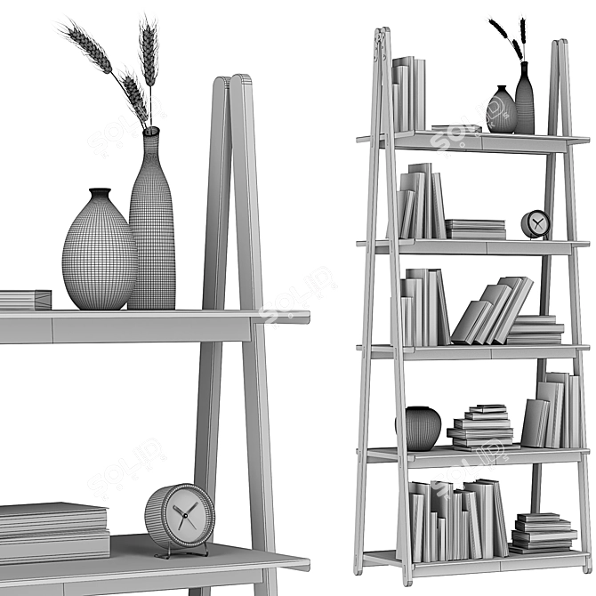 Modern Scandinavian Style Shelving Unit 3D model image 3