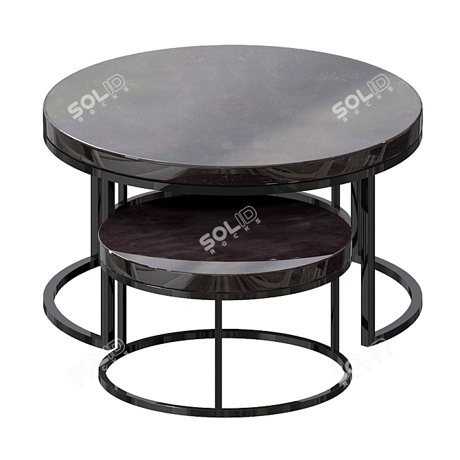 Sleek Concrete Nesting Coffee Tables 3D model image 2