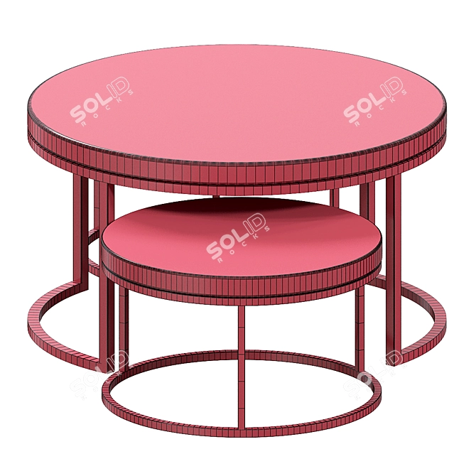 Sleek Concrete Nesting Coffee Tables 3D model image 3