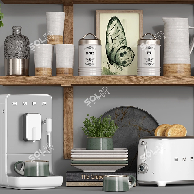 Modern Kitchen Accessories Set 3D 3D model image 2