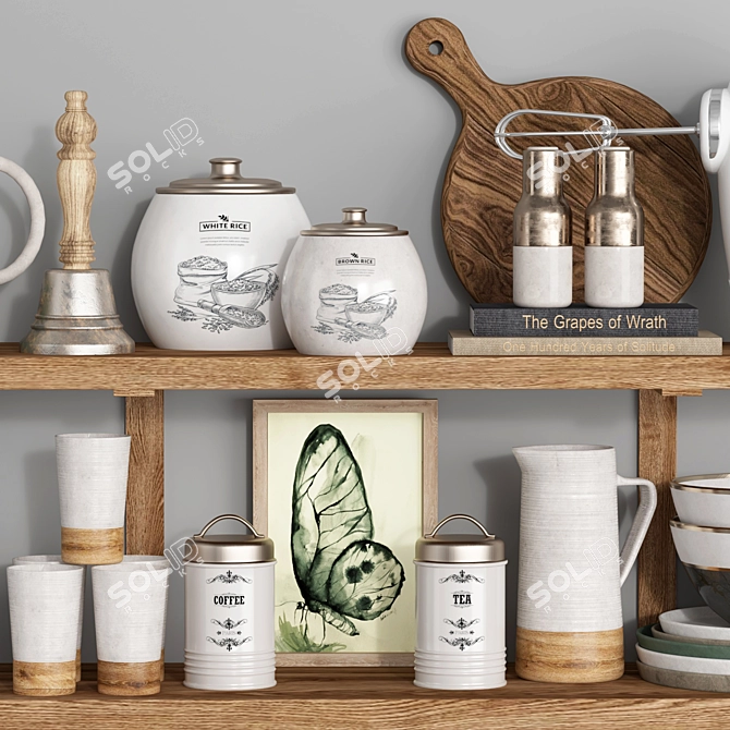 Modern Kitchen Accessories Set 3D 3D model image 4