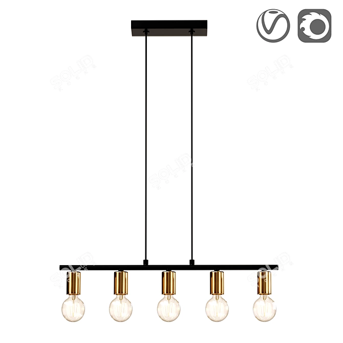 Vintage Metal Pendant Light, Peppina 3D model image 1