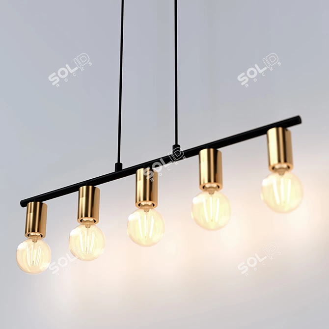 Vintage Metal Pendant Light, Peppina 3D model image 3