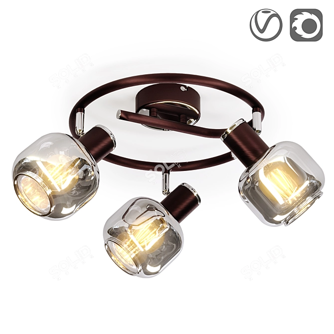 Vintage Brown Ceiling Light Fixture 3D model image 1