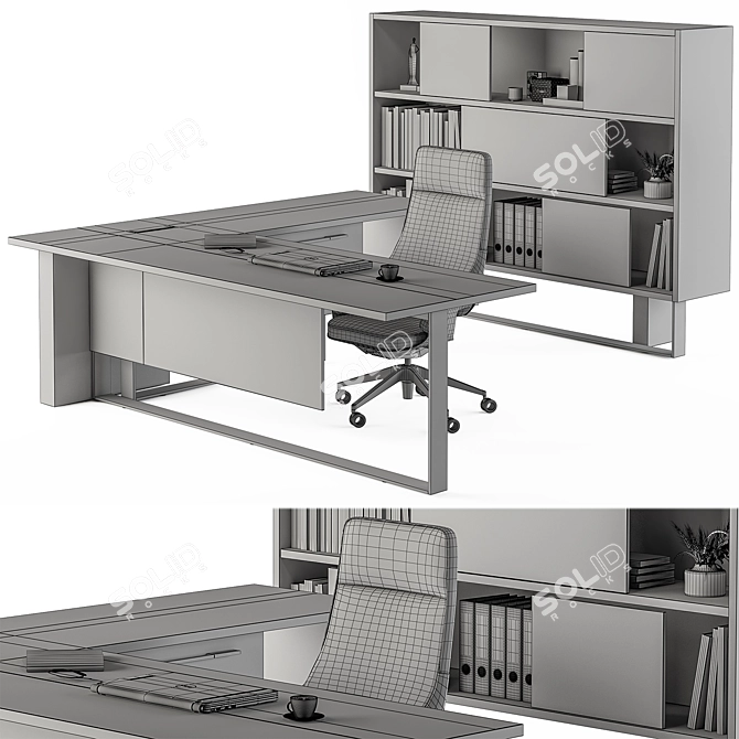 Executive Desk Bundle - Office Furniture 3D model image 5