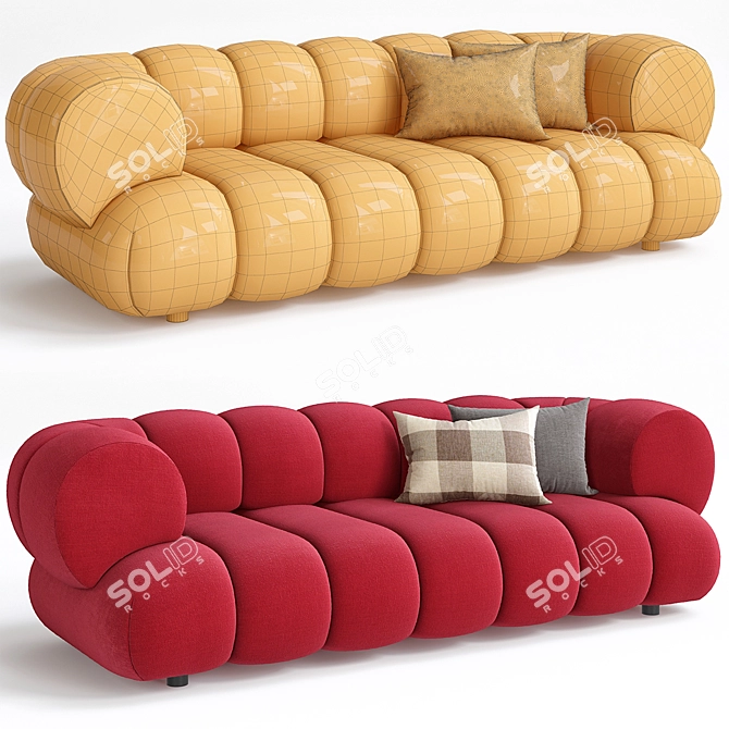 Modern 3-Seater Sofa, High Quality 3D model image 2