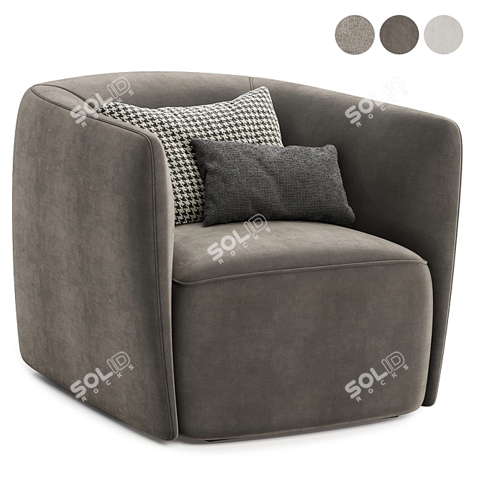 Modern Santa Monica Armchair in 3 Colors 3D model image 2