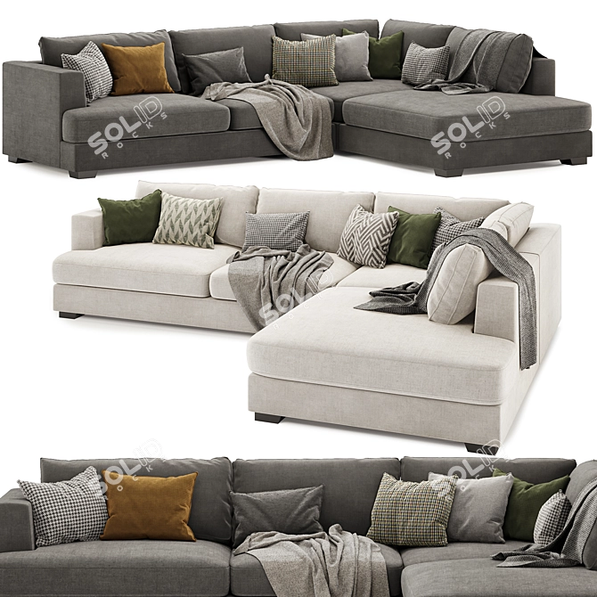 Brandon Corner Sofa Set: Versatile and Stylish 3D model image 1