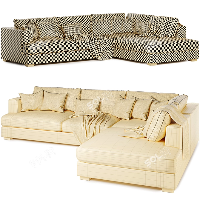 Brandon Corner Sofa Set: Versatile and Stylish 3D model image 4