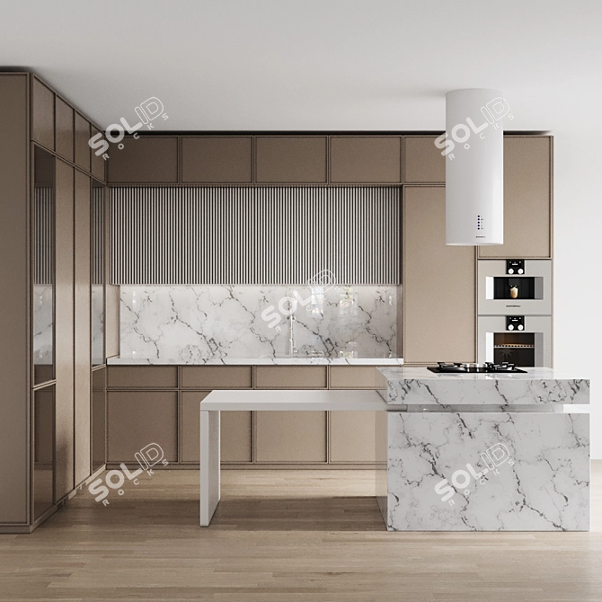 Modern 3D Kitchen Design Model 3D model image 1