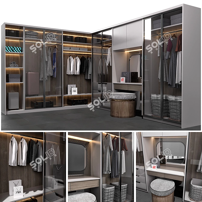 Premium Decorative Wardrobe Model 3D model image 2