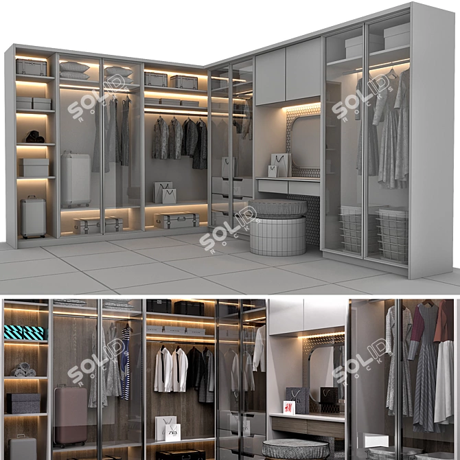 Premium Decorative Wardrobe Model 3D model image 8
