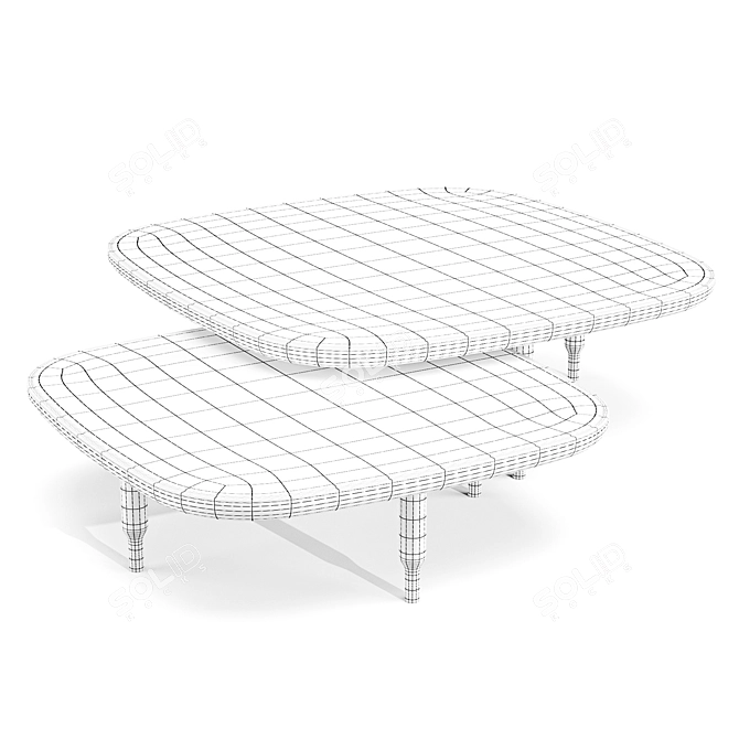 Italian Walnut Coffee Table 3D model image 4