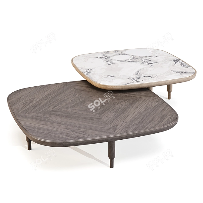 Italian Walnut Coffee Table 3D model image 5