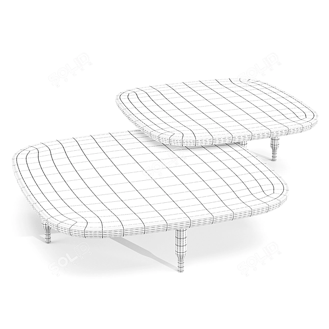 Italian Walnut Coffee Table 3D model image 6