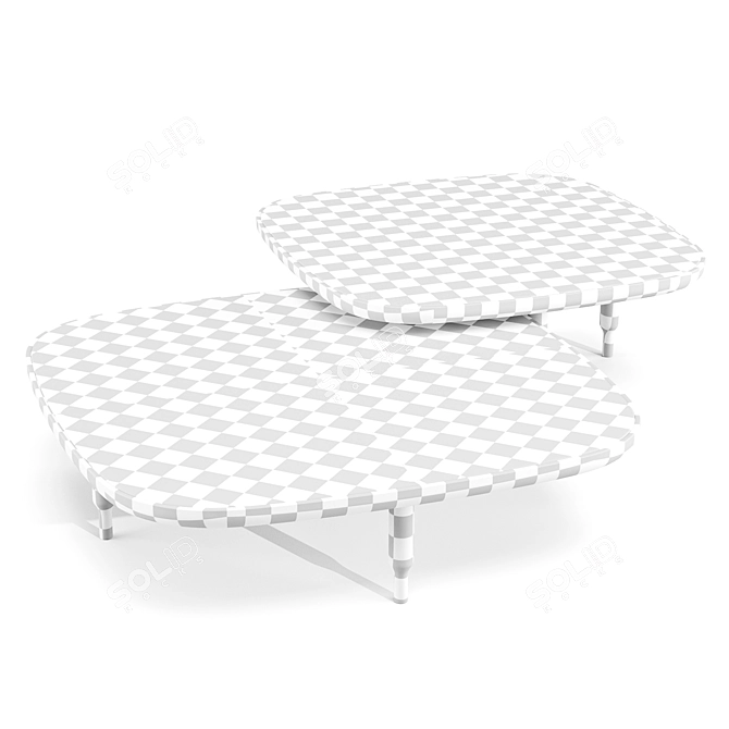 Italian Walnut Coffee Table 3D model image 7